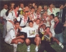 Jogadores comemoram título da Copa Conmebol em Rosário, Argentina (1998).