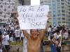 O torcedor santista era só alegria na Praça da Independência, em Santos.